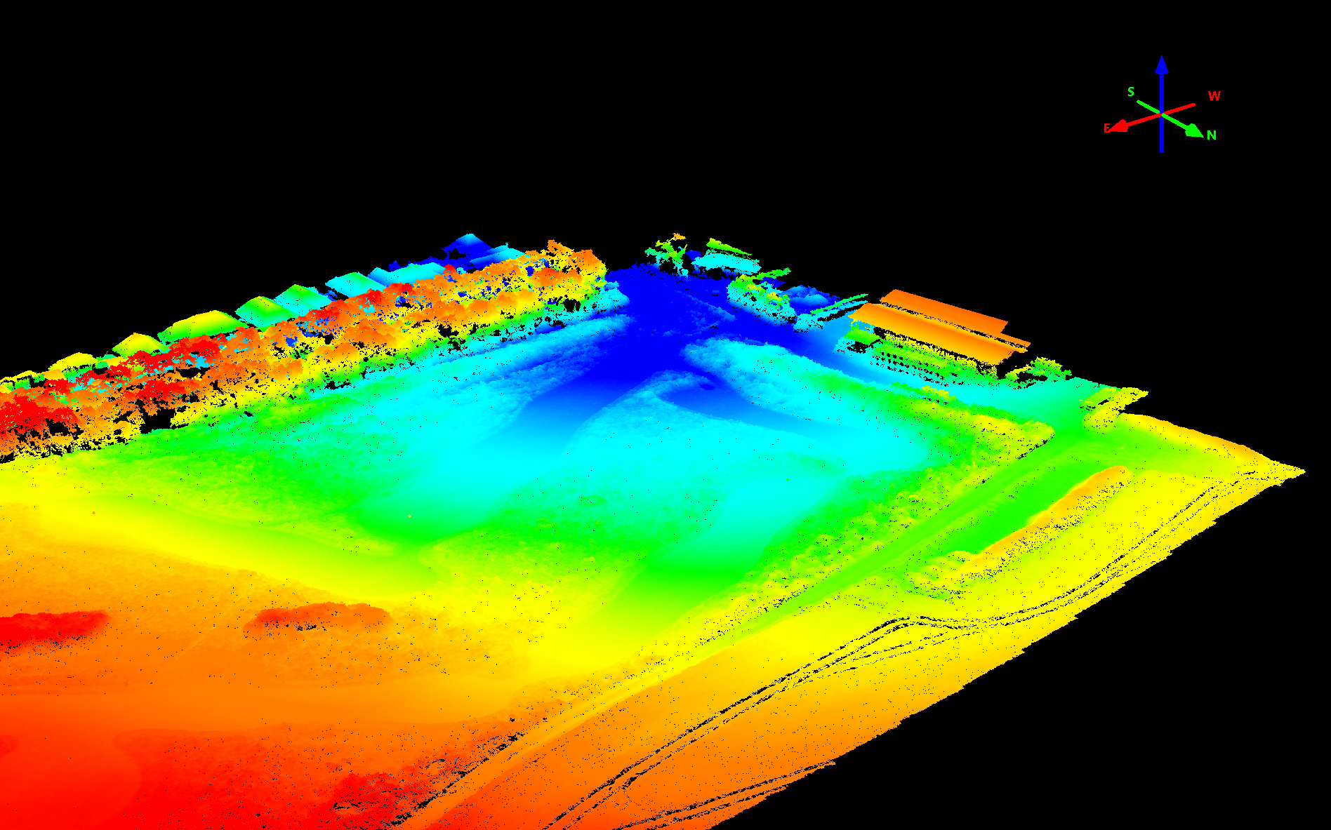 Drone imagery generated digital elevation model of the old football ground in Aylesbury.