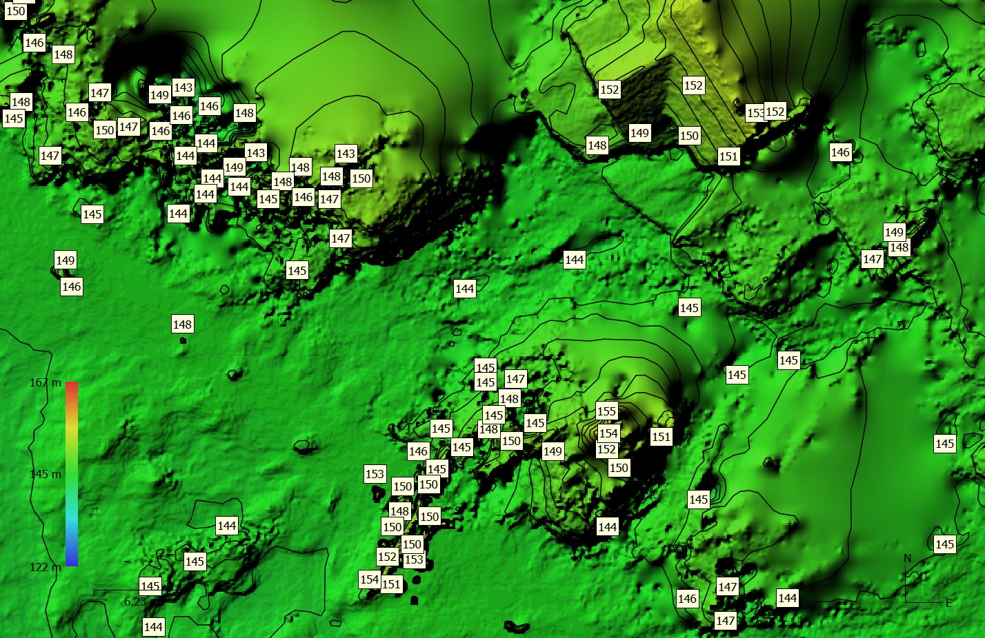 Drone contour map image after the photogrammetry process.