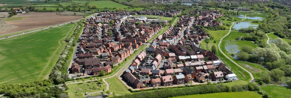 Drone imagery of Buckingham Park in North Aylesbury in May 24