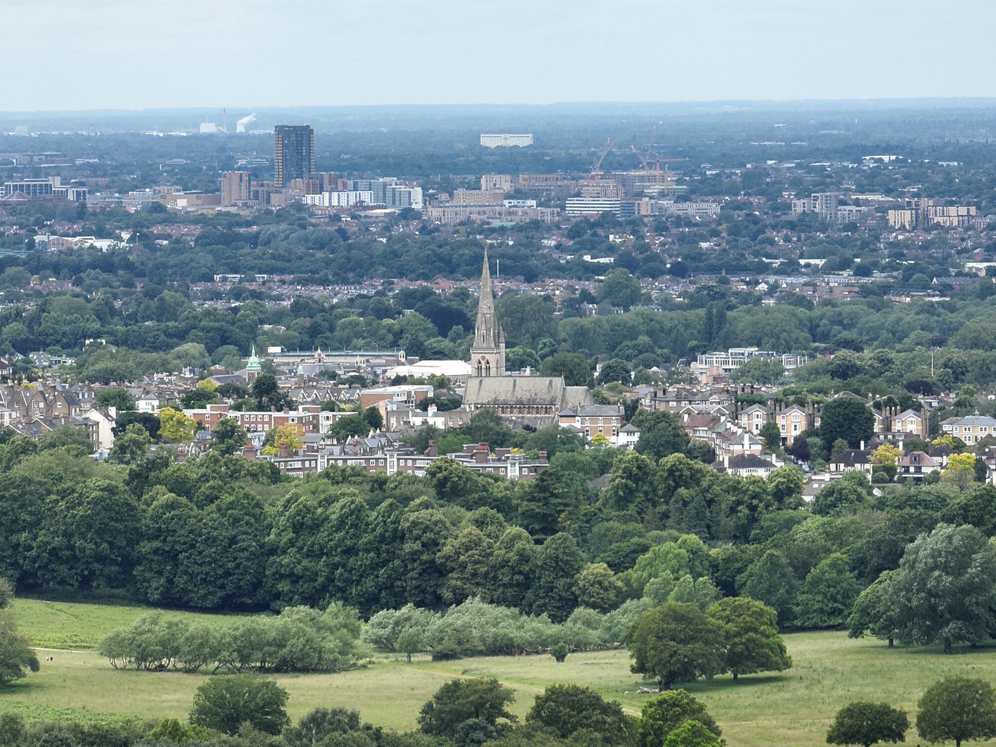 View of church from Richmond Park Flying Field.