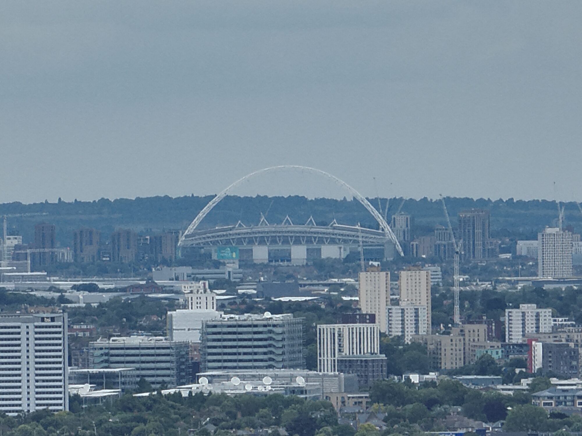Drome image from Richmond Park of Webley Stadium on a hazy afternoon from Richmond Park.