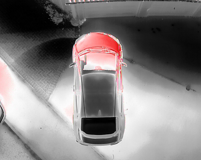 Thermal IR image of a car that has recently returned from a jouney.
