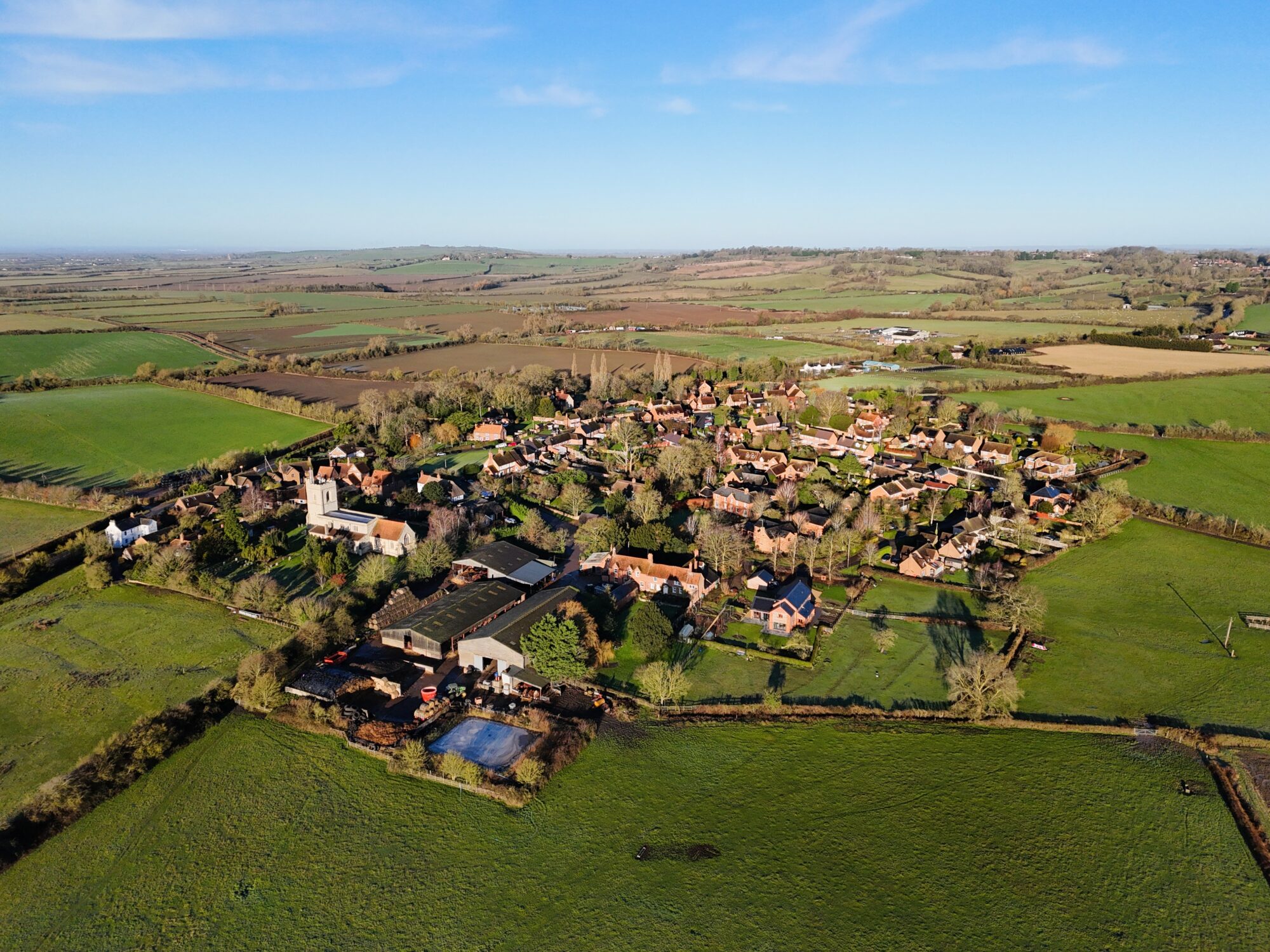 UAV Drone Imagery of Hardwick village in Buckinghamshire