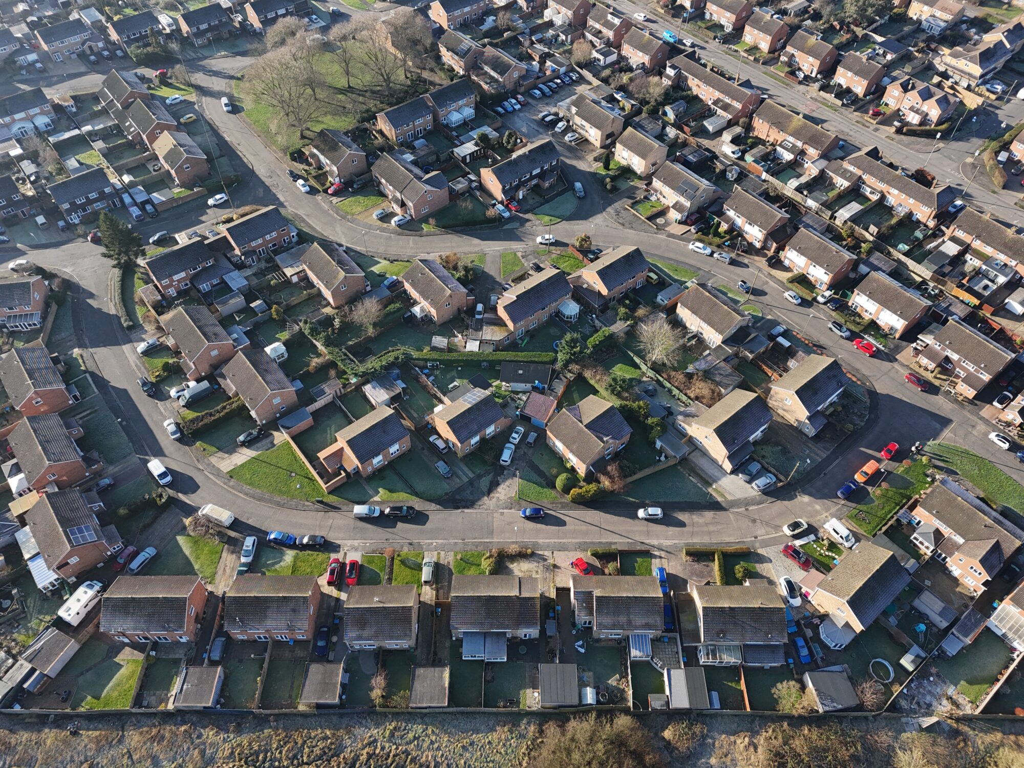 UAV Drone image of a housing estate.