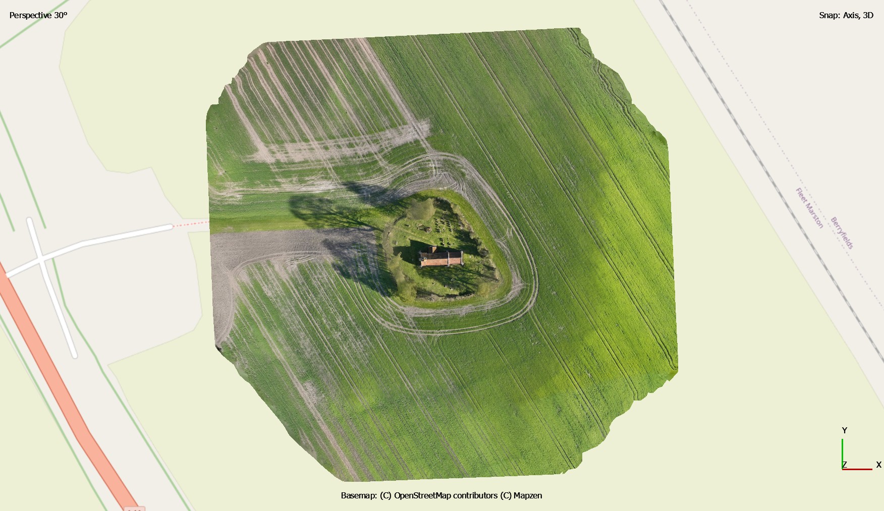 2D Orthorectified drone image that is scaled and can be placed directly onto a map of uploaded onto the internet.