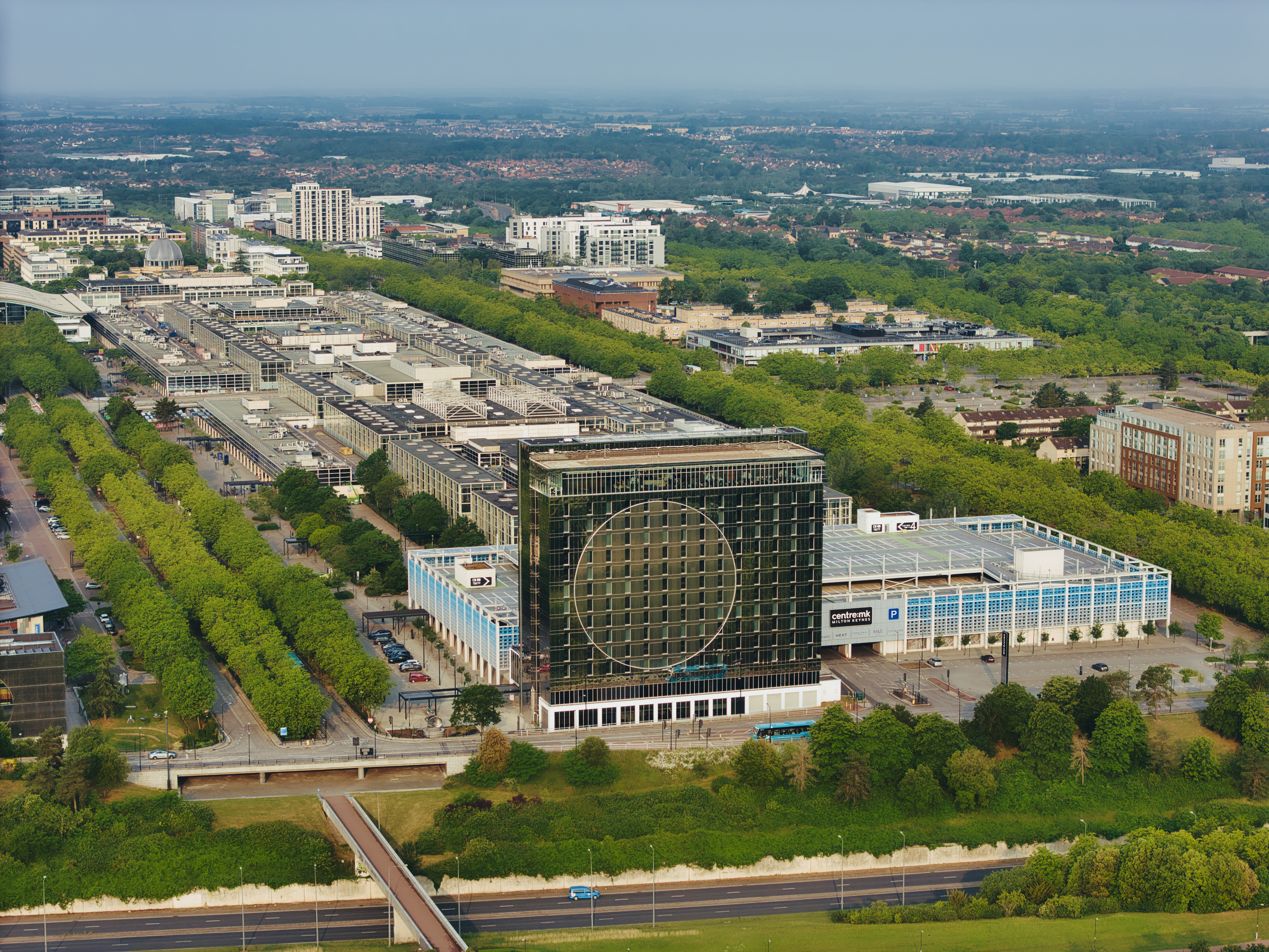 Aerial drone image of CentreMK in the city of Milton Keynes