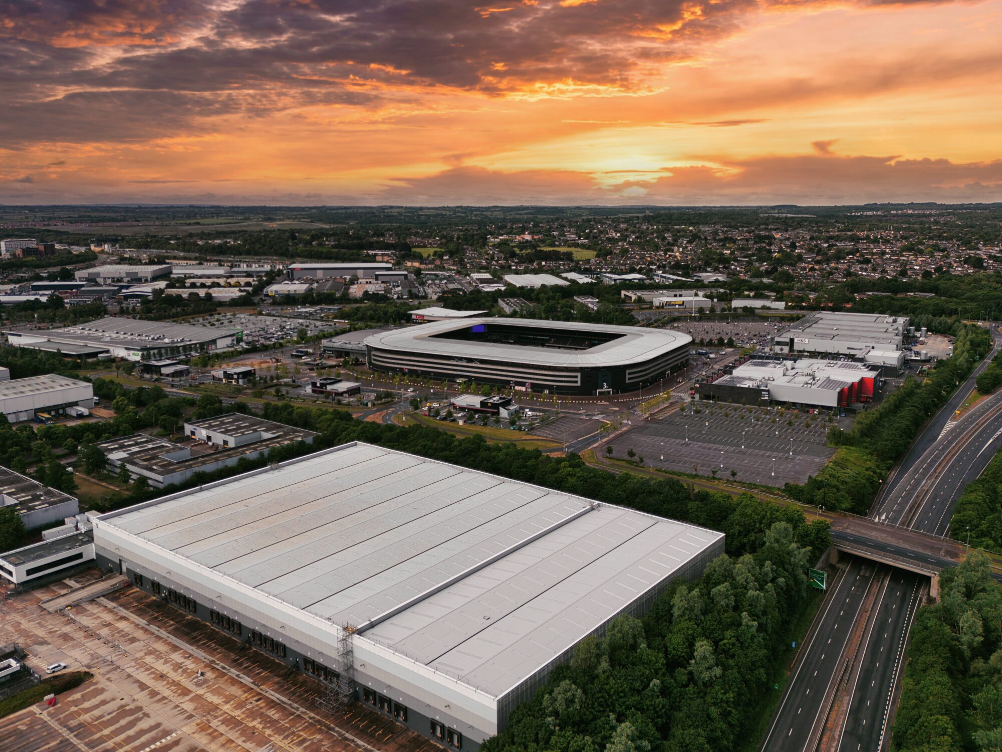 Aerial drone photograph of Centre MK in Milton Keynes