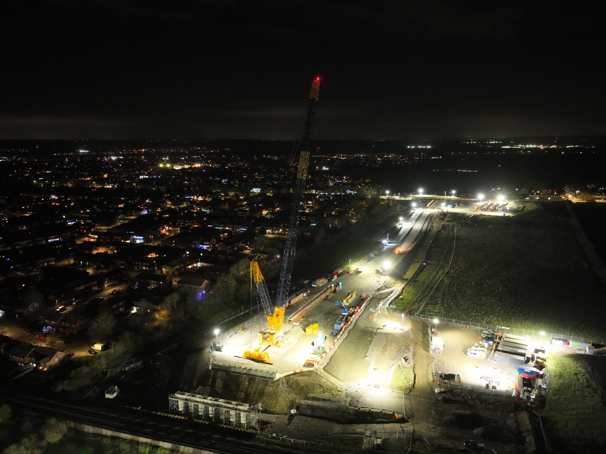 At 0030hrs, the eastern end of the SEALR construction site is lit up for the bridge construction works.