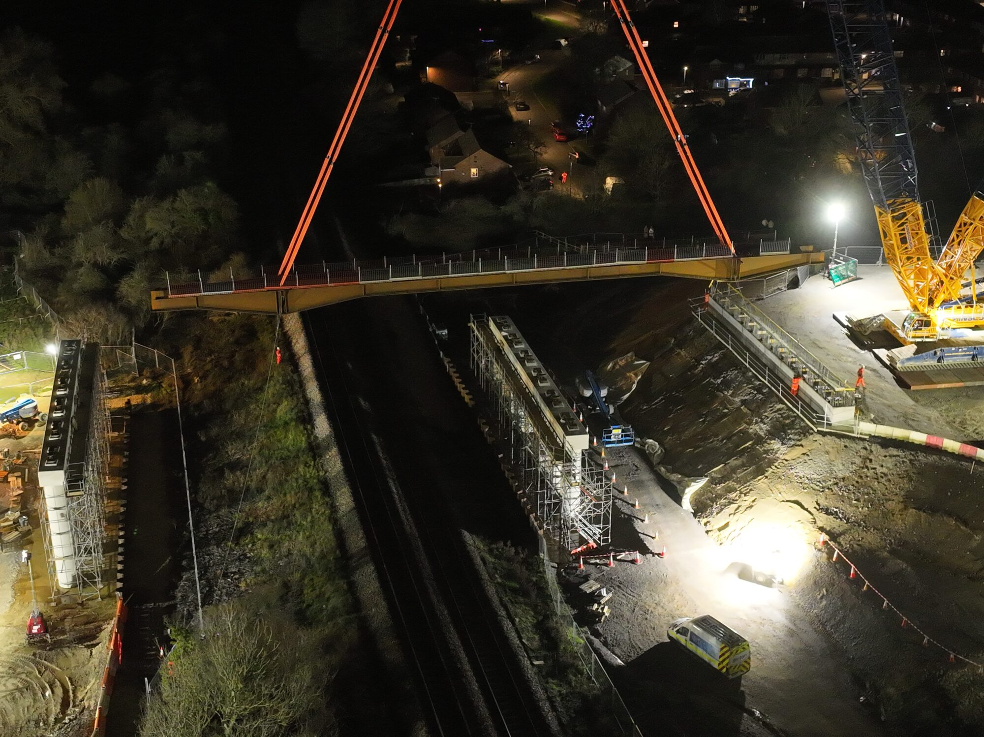 First beam of the SEALR bridge is being placed into position.