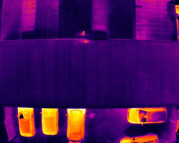 Thermal image of a roof during drone inspection